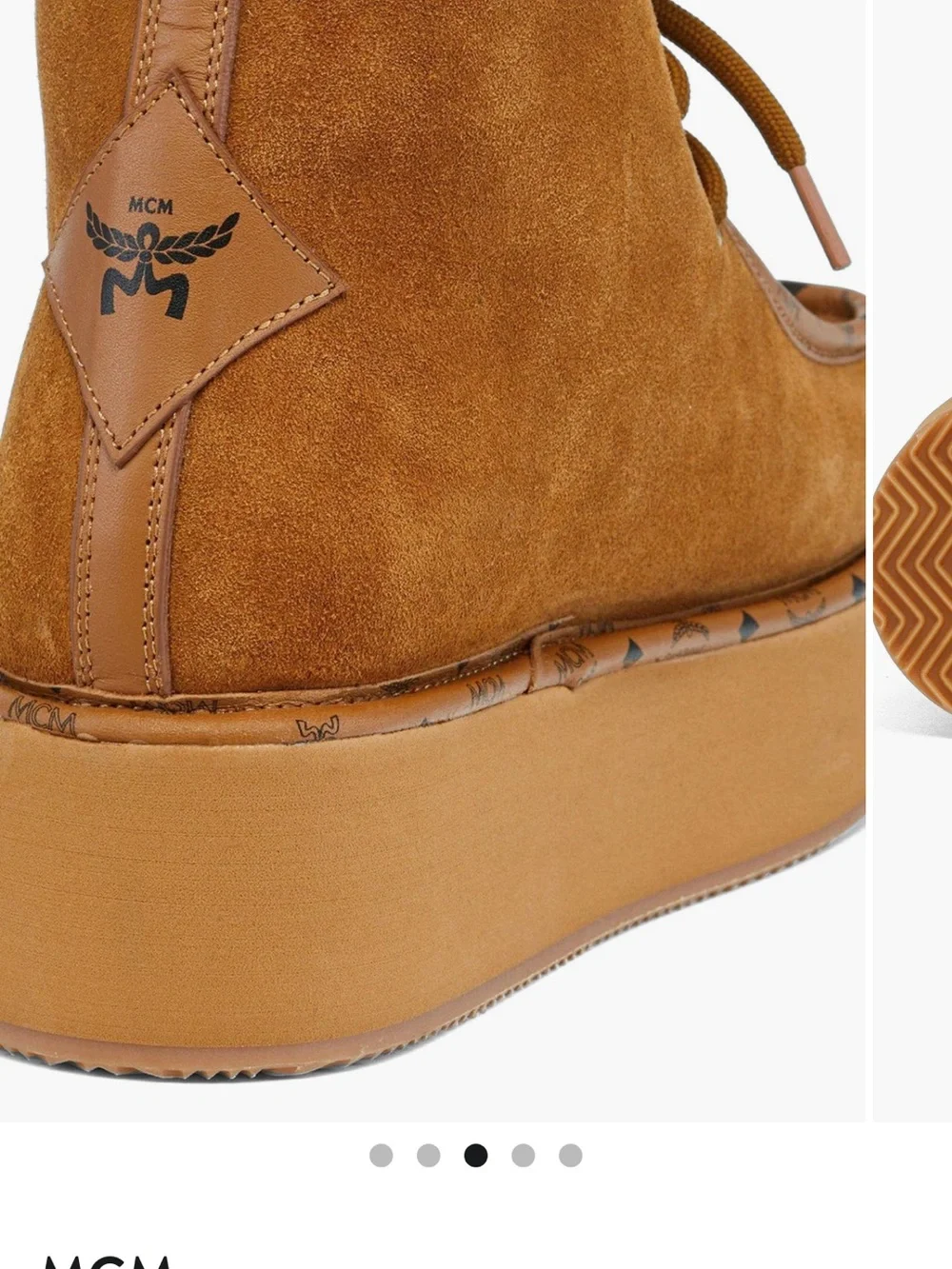 MCM Cognac Suede Platform Moccasin Boot